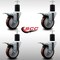 Service Caster 4'' SS Maroon Poly Swivel 1-3/4'' Expanding Stem Caster Set Total Lock Brake, 4PK SCC-SSEXTTL20S414-PPUB-MRN-134-4 - alternate 2